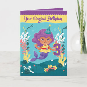 Carte Mermaid Magique 3e Anniversaire Pour Fille