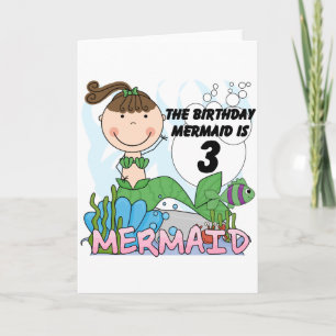 Carte Mermaid T-shirts et cadeaux pour le 3ème anniversa