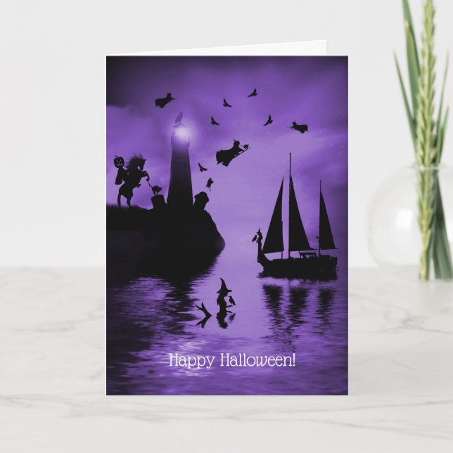 Carte Mermaid Witch Lighthouse Spots Halloween (Devant)