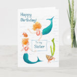 Carte Mermaids Birthday Card for a Sister<br><div class="desc">A birthday card for a sister with mermaids,  from a watercolour painting by Judy Adamson. The inside is left blank for your own message. Matching gifts and other greeting cards also available.</div>