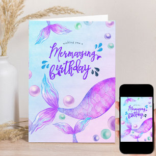 Carte Mermazing Anniversaire Mermaid Personnalisé