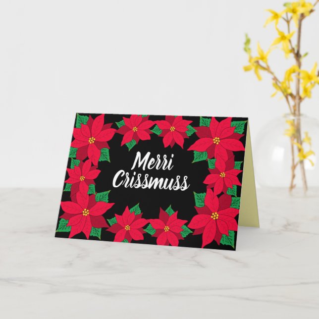 Carte Merri Crissmuss Caribbean Poinsettia Christmas (Fleur jaune)