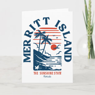 Carte Merritt Island Floride Rétro Surfeur Plage Vintage
