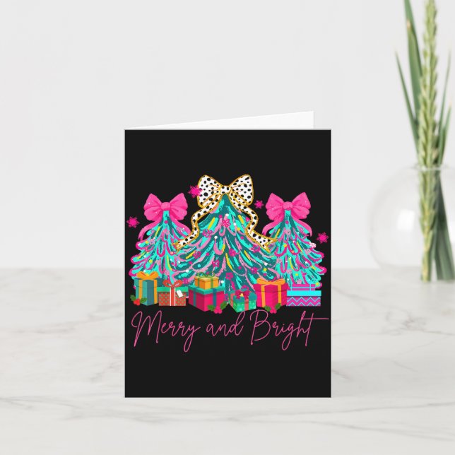Carte Merry And Bright Coquette Bow Christmas Tree Women (Devant)
