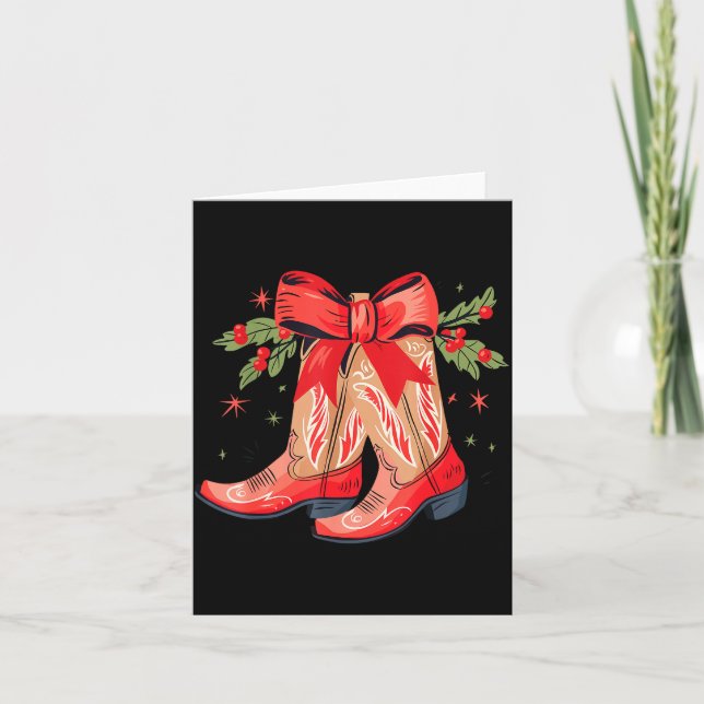 Carte Merry And Bright Cowgirl Boot Christmas Western Co (Devant)
