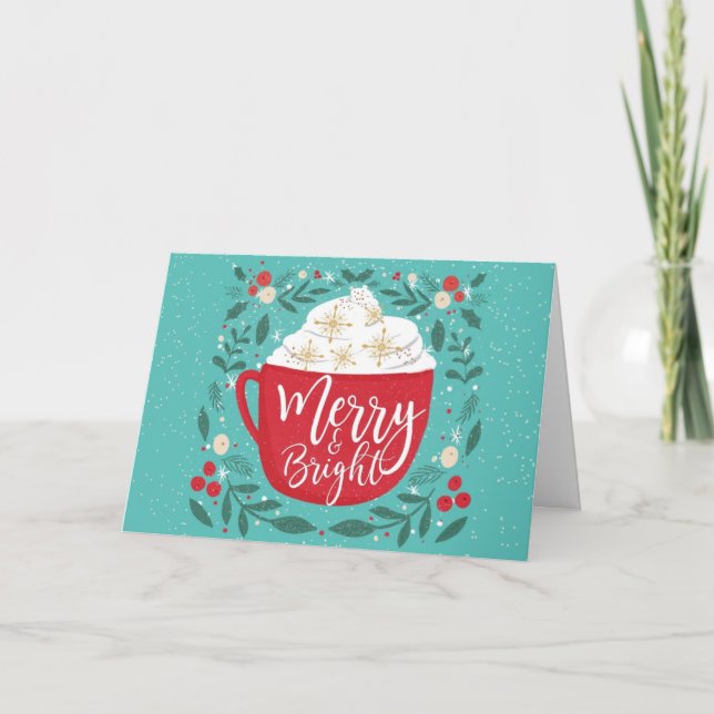 Carte merry and bright cup of love christmas (Devant)