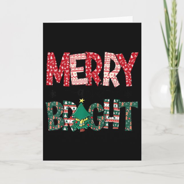 Carte Merry And Bright Holiday Christmas Family  (Devant)