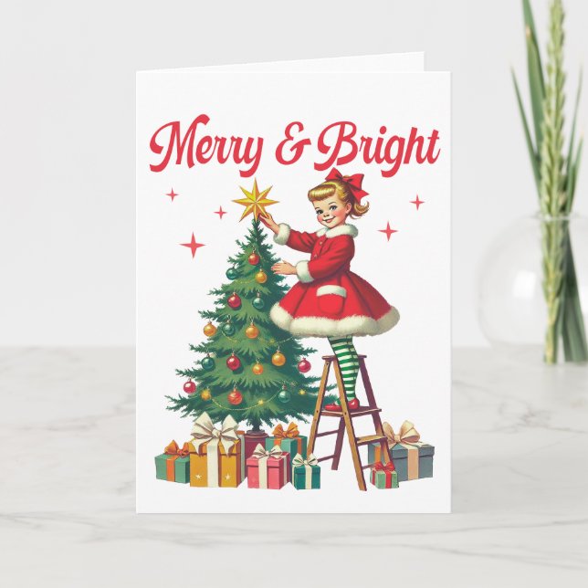 Carte Merry and Bright - vintage christmas (Devant)