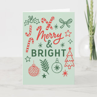 Carte Merry & Bright Vintage Holiday Card