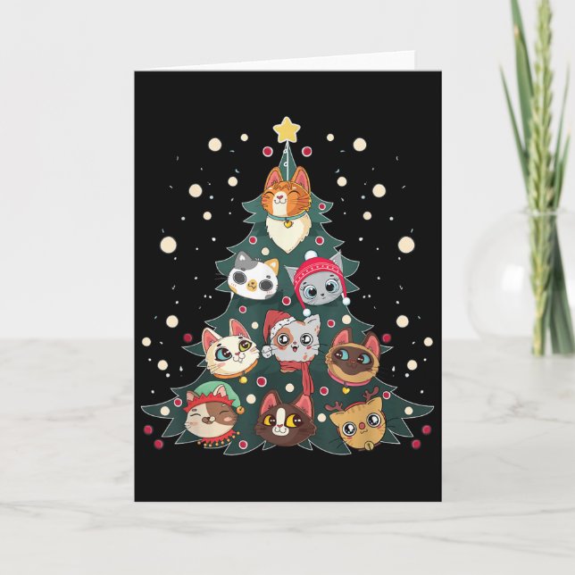 Carte Merry Catmas Funny Christmas Tree, Cats Xmas Meow  (Devant)