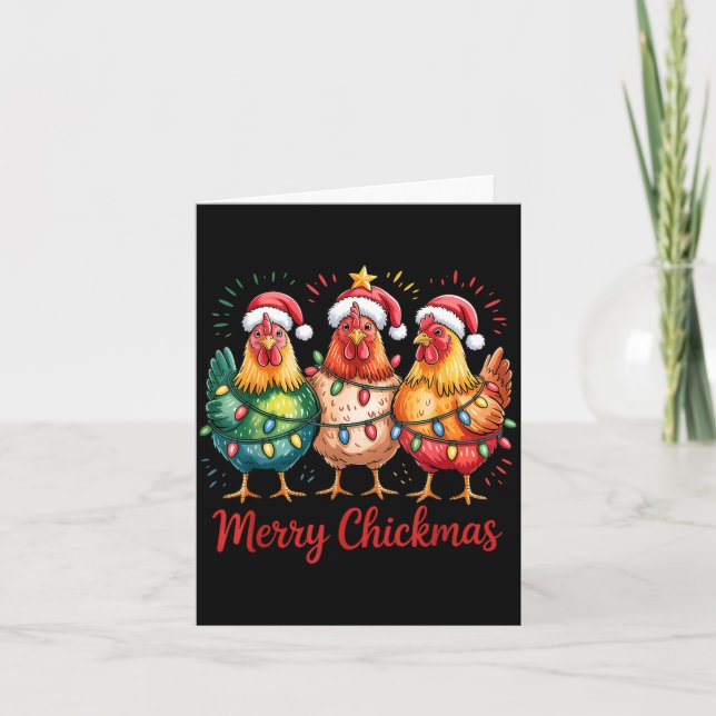 Carte Merry Chickmas Christmas Chicken Santa Hat Chicken (Devant)