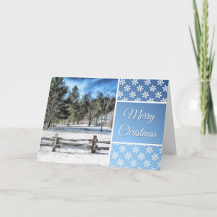 Carte Merry Chrismtas avec belle scène d'hiver