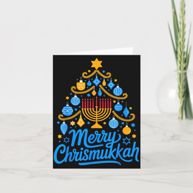 Carte Merry Chrismukkah Holiday Hanukkah Family Matching (Devant)