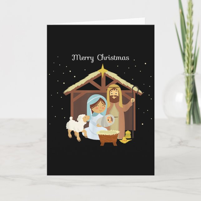 Carte Merry Christmas &amp; Nativity Scene Christian Fai (Devant)