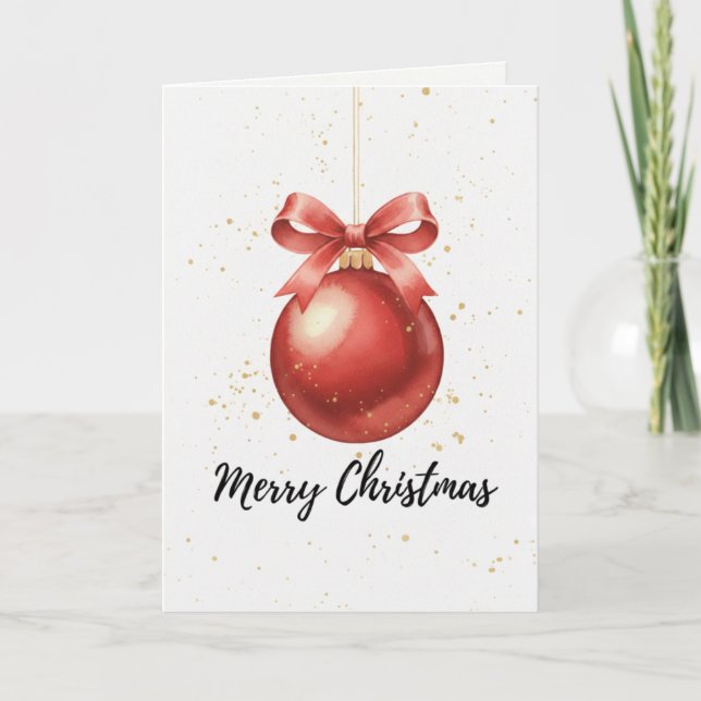 Carte Merry Christmas Bauble Card Red Ornament (Devant)