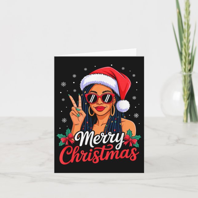 Carte Merry Christmas Black African Girl American Melani (Devant)