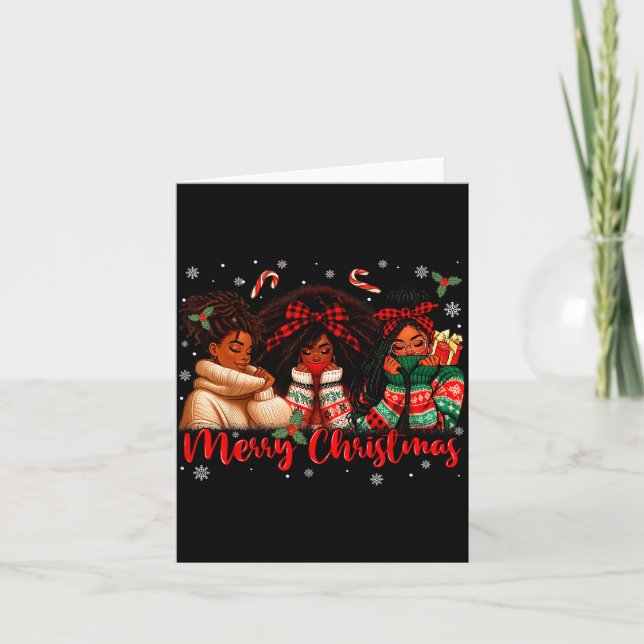 Carte Merry Christmas Black Queen Girl African Santa Mel (Devant)