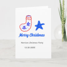 Merry Christmas blue star red stockings name date