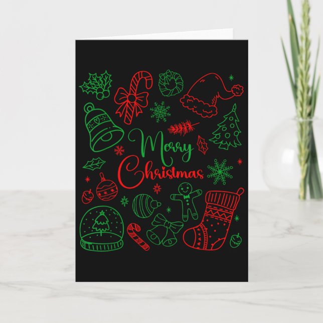 Carte Merry Christmas Bow Santa Xmas Coquette Aesthetic  (Devant)