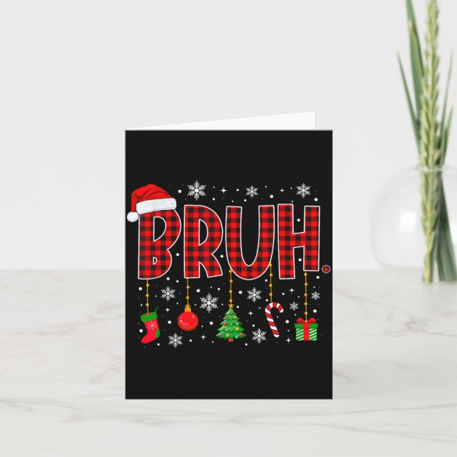 Carte Merry Christmas Bruh Buffalo Plaid Retro Xmas Men  (Devant)