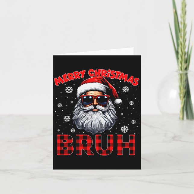 Carte Merry Christmas Bruh Red Plaid Funny Santa Claus M (Devant)