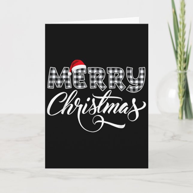 Carte Merry Christmas Buffalo Black And White Plaid For  (Devant)