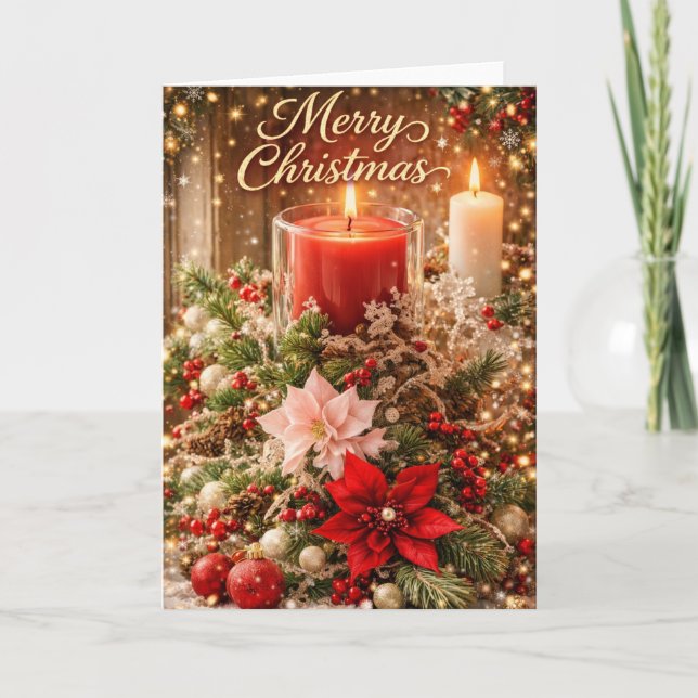 Carte Merry Christmas Candlelight Holiday Greeting (Devant)