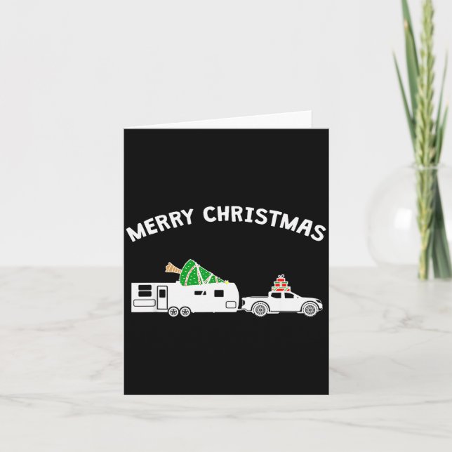 Carte Merry Christmas - Caravan Camper Rv Trailer Christ (Devant)