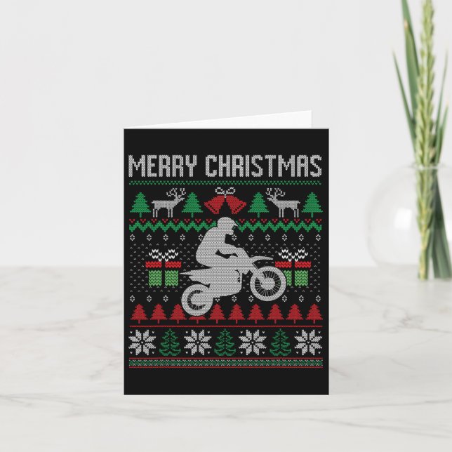 Carte Merry Christmas Dirt Bike Père Noël Funny Family M (Devant)