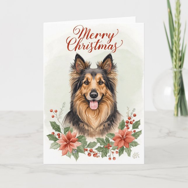 Carte Merry Christmas Dog Festive Holiday Greeting Card (Devant)