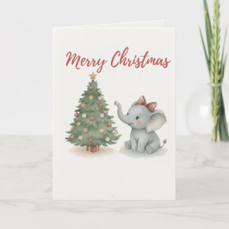 Carte Merry Christmas Elephant Card Cute Baby Elephant