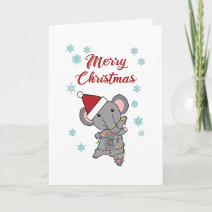 Carte Merry Christmas Elephant Snow Winter Elephants
