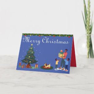 CARTE MERRY CHRISTMAS FAMILLE ETHNIQUE AFRICAINE AMÉRICA