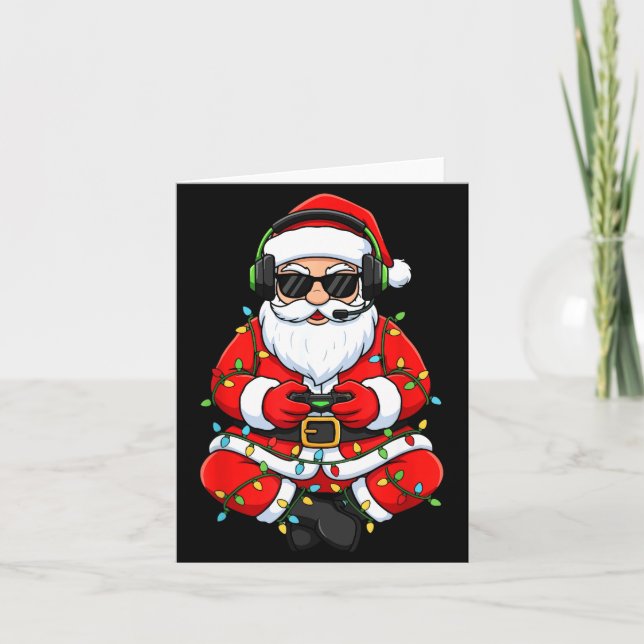 Carte Merry Christmas Gamer Santa Funny Play Game Boys M (Devant)