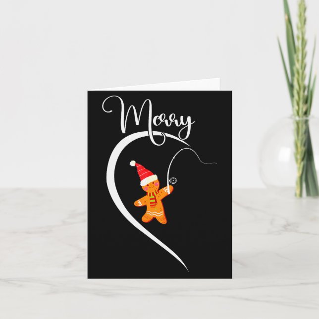Carte Merry Christmas Gingerbread Fishing Lover Couple C (Devant)