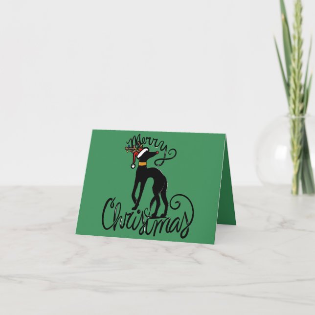 Carte Merry Christmas Greyhound (Devant)