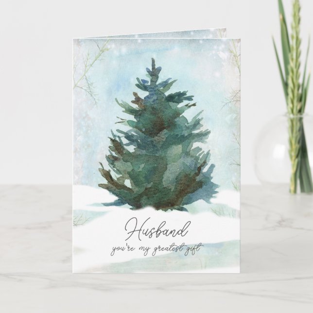 Carte Merry Christmas Husband Greatest Gift Winter Tree (Devant)