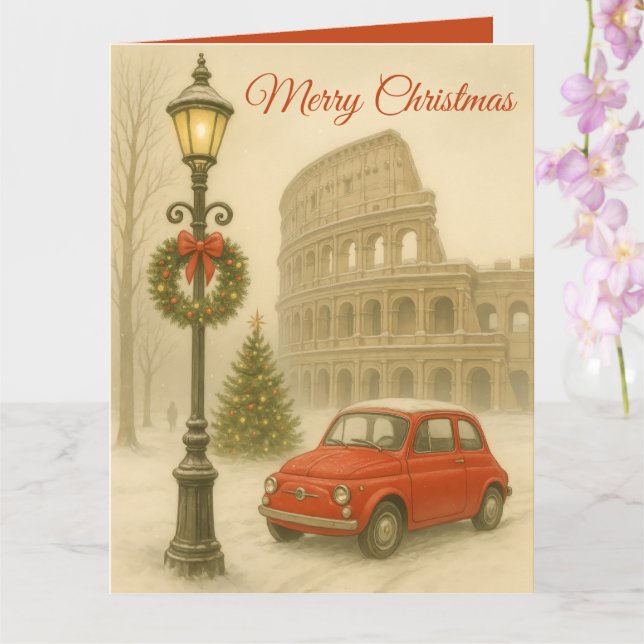 Carte Merry Christmas in Rome Custom Holiday Card (Orchidée)