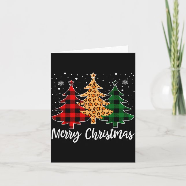 Carte Merry Christmas Leopard Buffalo Plaid Christmas Tr (Devant)