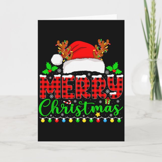 Carte Merry Christmas Lights Funny Xmas Pjs Men Women Fa (Devant)