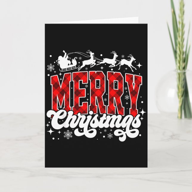 Carte Merry Christmas Lights Santa Hat Xmas Family Match (Devant)