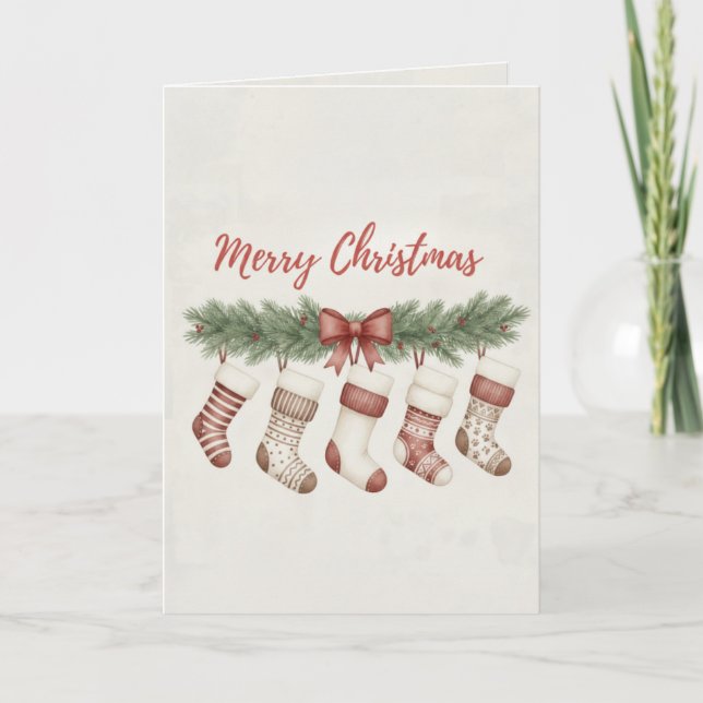 Carte Merry Christmas Merry Stockings Card Cozy Hanging  (Devant)