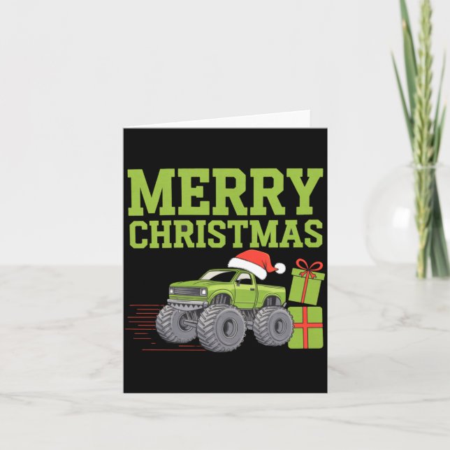 Carte Merry Christmas Monster Truck Toddler Boys Xmas  (Devant)