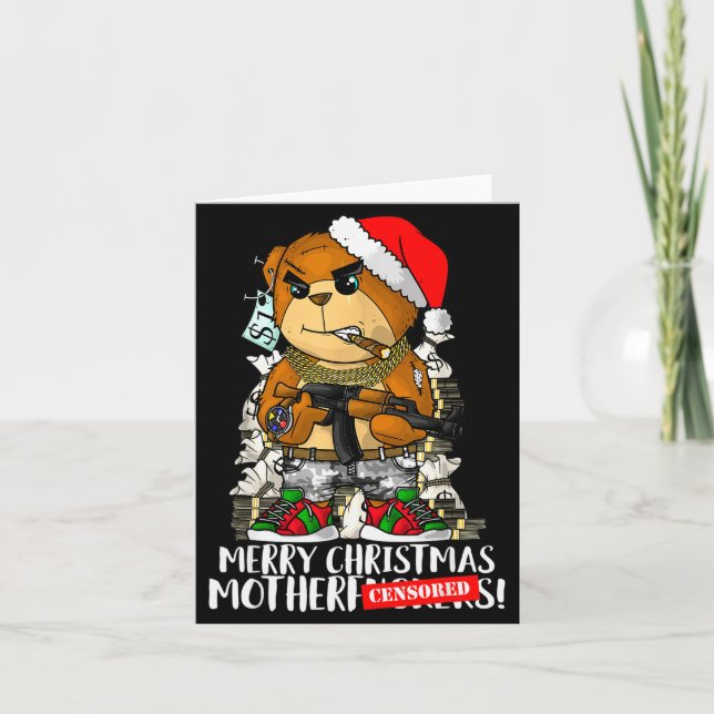 Carte Merry Christmas Motherfker! Hip Hop Teddy Bear Xma (Devant)