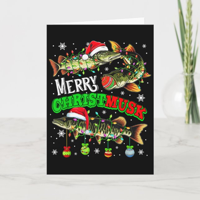Carte Merry Christmas Musky Three Santa Muskies Fisher F (Devant)