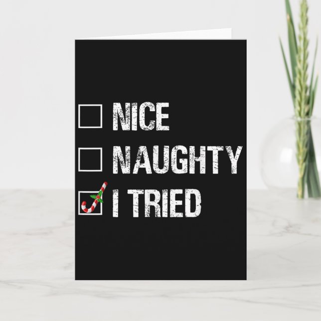 Carte Merry Christmas Nice Naughty I Tried Xmas Light Pa (Devant)