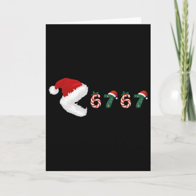 Carte Merry Christmas Pajamas Eating 67 Meme Six Seven  (Devant)