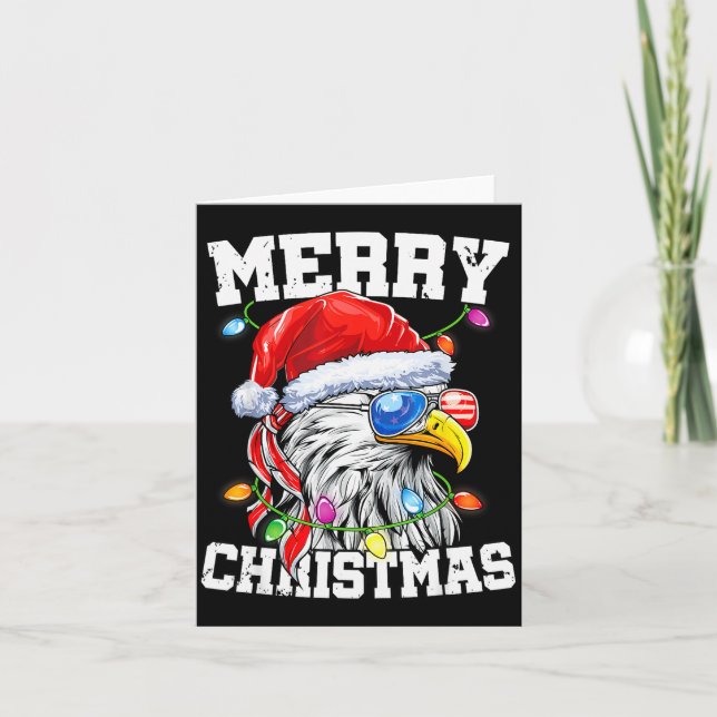 Carte Merry Christmas Patriotic Usa Patriotic Santa Bald (Devant)