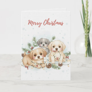 Carte Merry Christmas Puppies Card Cute Dog Lover card