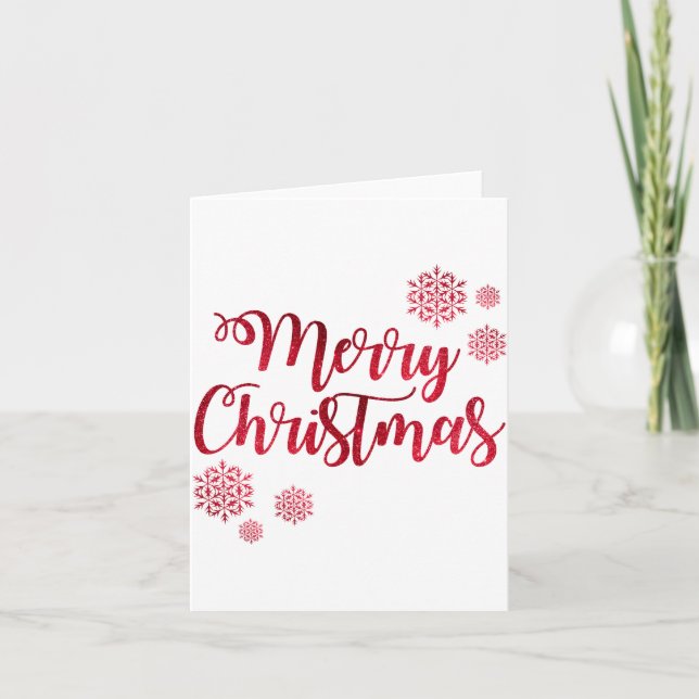 Carte Merry Christmas Red Snowflake Tygraphy  (Devant)